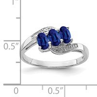Sterling Silver Rhodium-plated Sapphire & Diamond Ring view 3