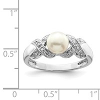 Sterling Silver Rhodium 6mm FW Cultured Button Pearl Ring view 4