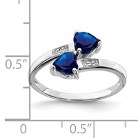 Sterling Silver Rhodium-plated Dark Sapphire & Diamond Heart Ring view 4