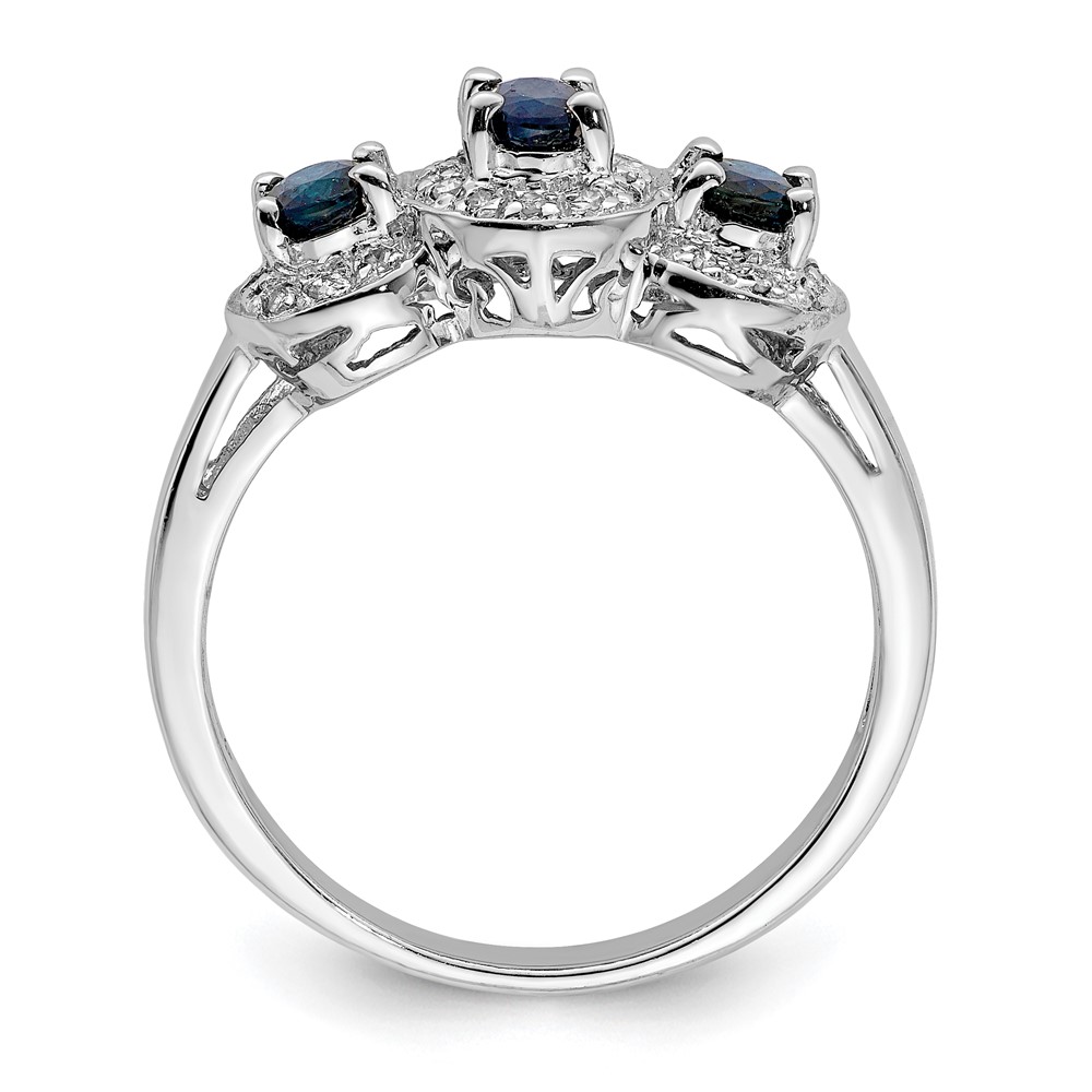 Sterling Silver Rhodium-plated Sapphire & Diamond Ring (QDX857-8)