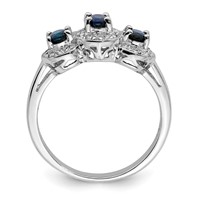 Sterling Silver Rhodium-plated Sapphire & Diamond Ring view 2