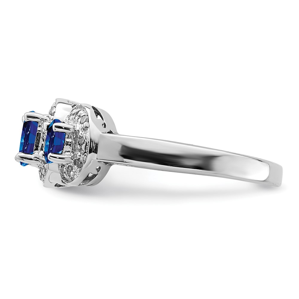 Sterling Silver Rhodium-plated Sapphire & Diamond Ring (QDX857-8)