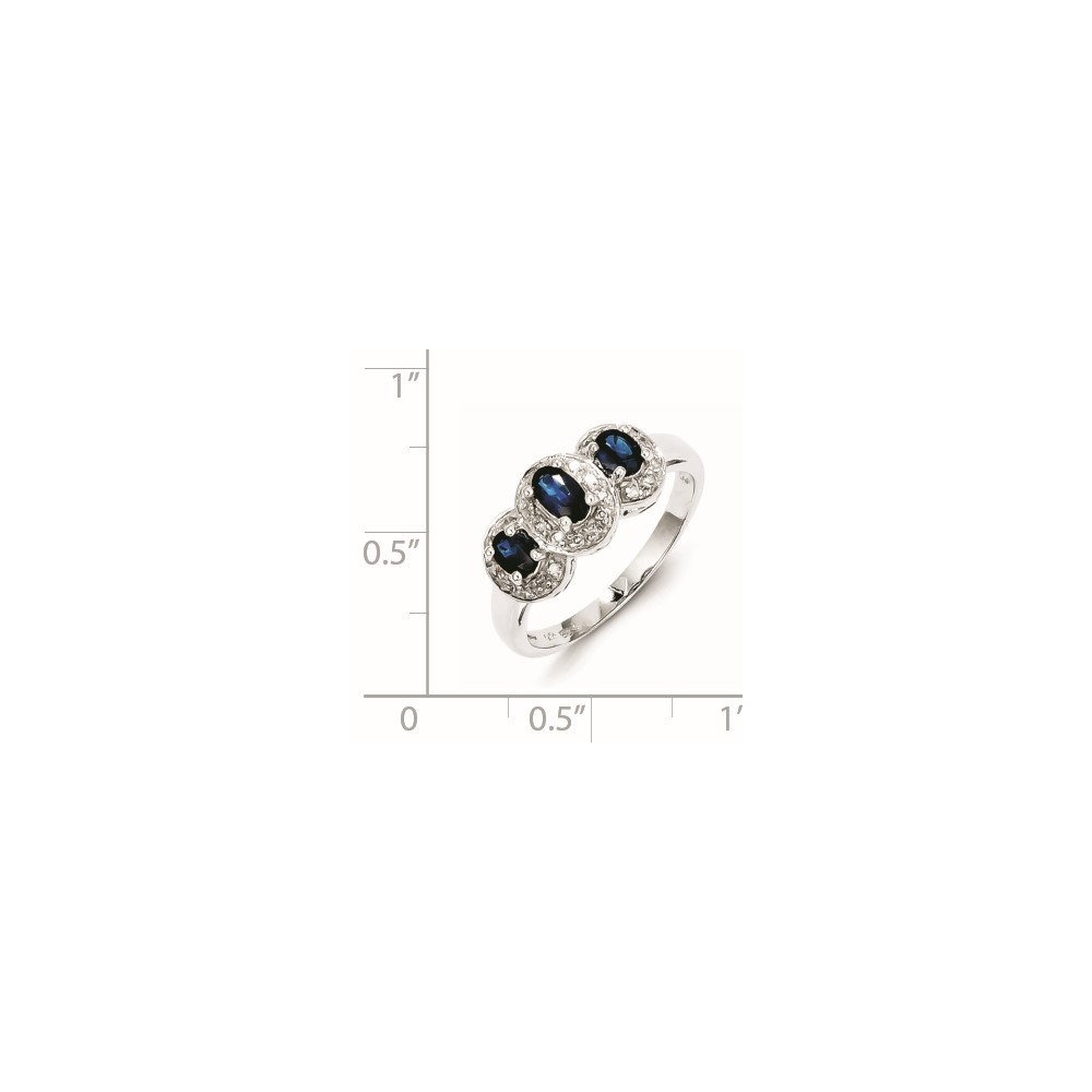 Sterling Silver Rhodium-plated Sapphire & Diamond Ring (QDX857-8)
