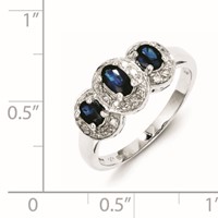 Sterling Silver Rhodium-plated Sapphire & Diamond Ring view 3