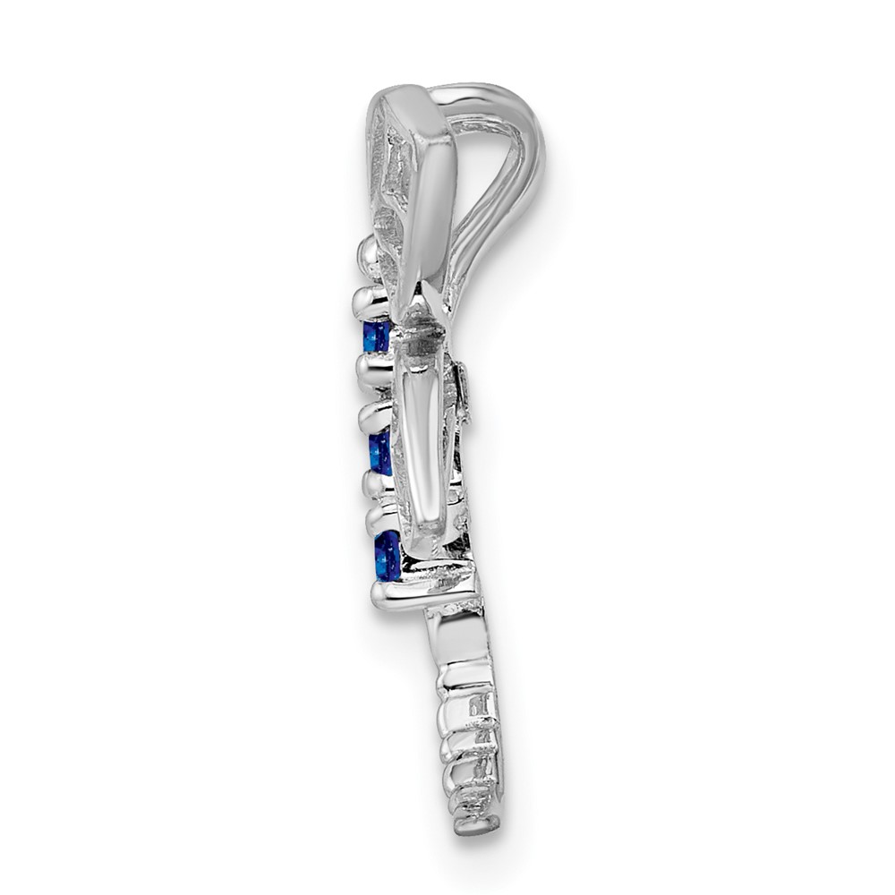 Sterling Silver Rhodium Sapphire Dragonfly Pendant (QDX862)