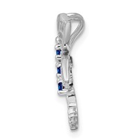 Sterling Silver Rhodium Sapphire Dragonfly Pendant view 2