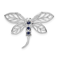 Sterling Silver Rhodium Sapphire Dragonfly Pendant view 4