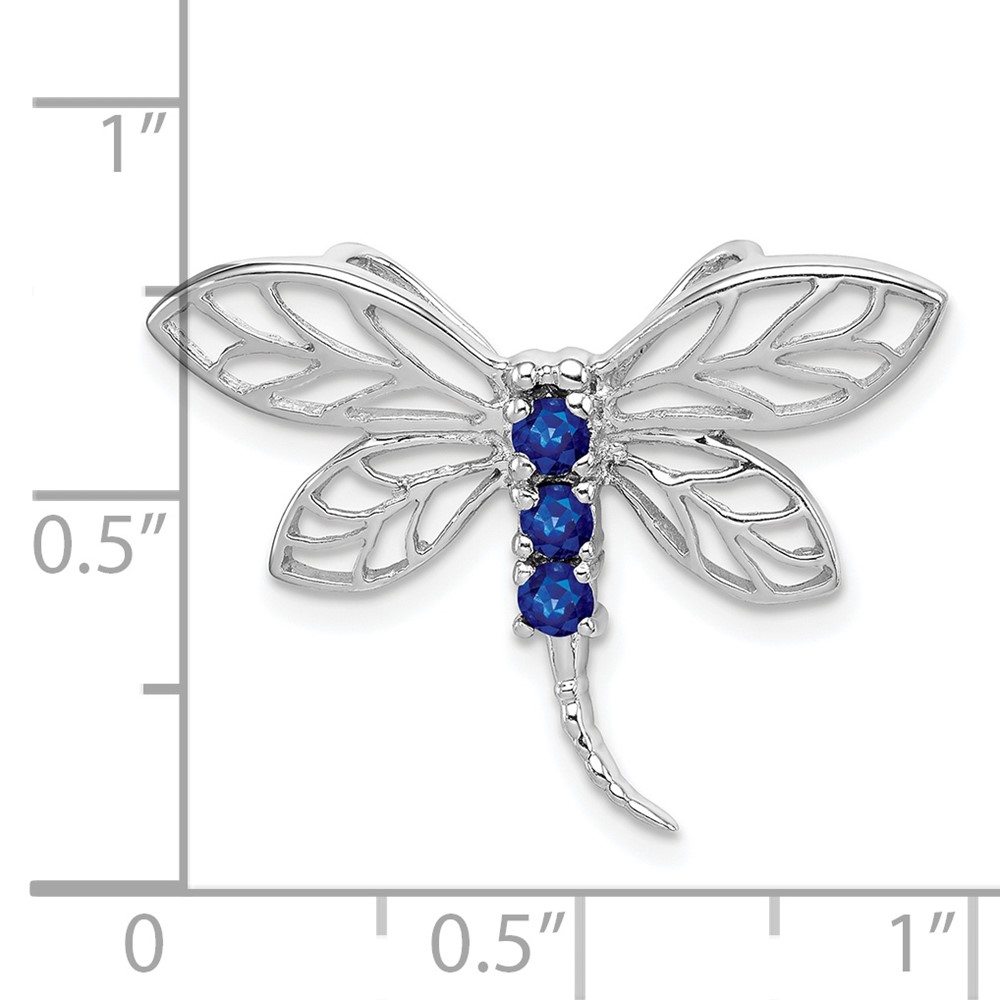 Sterling Silver Rhodium Sapphire Dragonfly Pendant (QDX862)