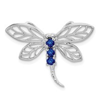 Sterling Silver Rhodium Sapphire Dragonfly Pendant view 1