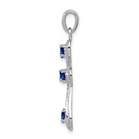 Sterling Silver Rhodium Dark Sapphire & Diamond Cross Pendant view 2