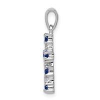 Sterling Silver Rhodium Dark Sapphire & Diamond Accent Cross Pendant view 2