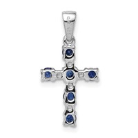 Sterling Silver Rhodium Dark Sapphire & Diamond Accent Cross Pendant view 4