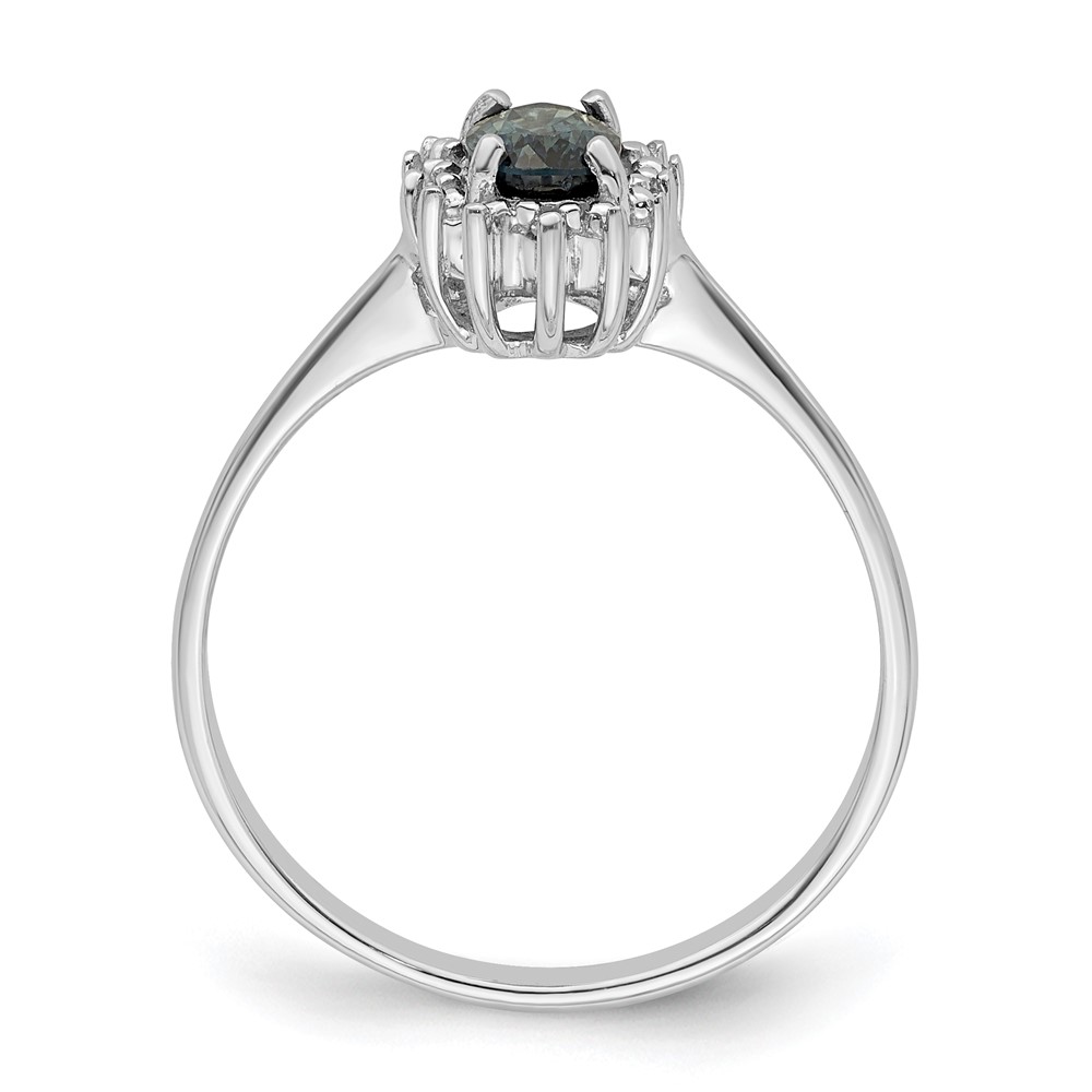 Sterling Silver Rhodium-plated Sapphire Diamond Ring (QDX865-7)