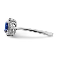Sterling Silver Rhodium-plated Sapphire Diamond Ring view 4