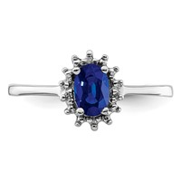 Sterling Silver Rhodium-plated Sapphire Diamond Ring view 5