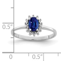 Sterling Silver Rhodium-plated Sapphire Diamond Ring view 3
