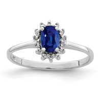 Sterling Silver Rhodium-plated Sapphire Diamond Ring view 1