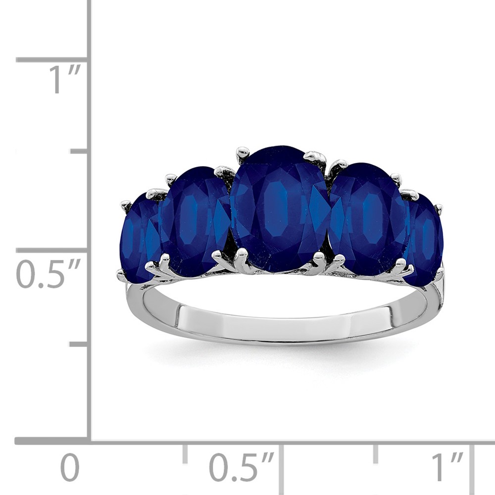 Sterling Silver Rhodium-plated Lab Created Sapphire Ring (QDX866-8)