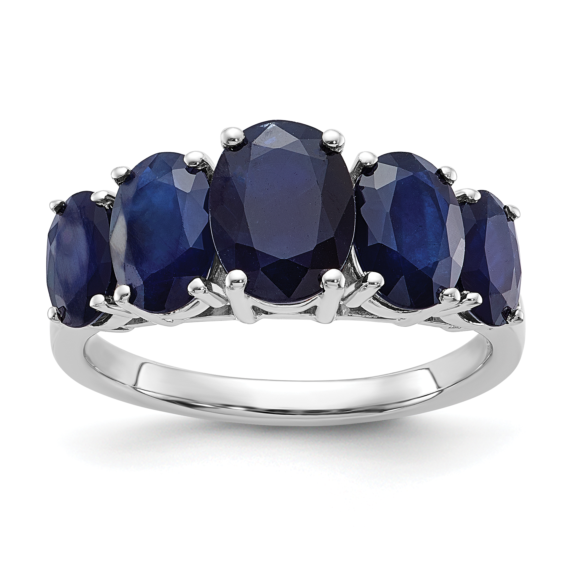 Sterling Silver Rhodium-plated Lab Created Sapphire Ring (QDX866-8)