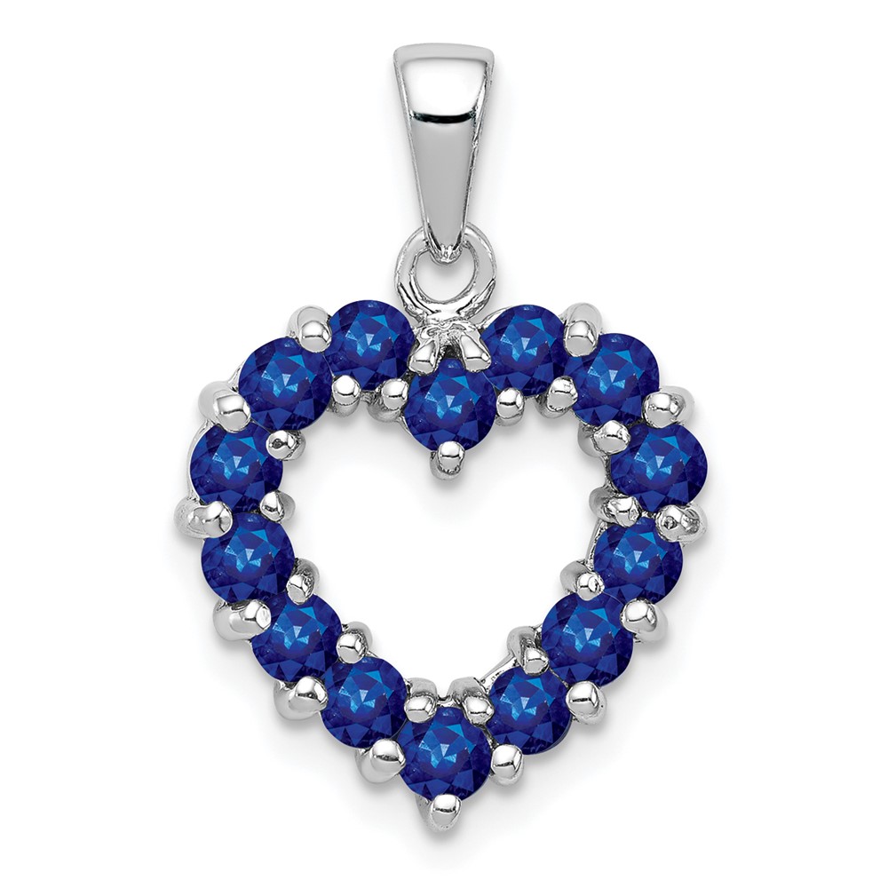 Sterling Silver Rhodium-plated Sapphire Pendant (QDX868)