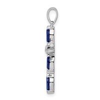 Sterling Silver Rhodium Sapphire Diamond Pendant view 2