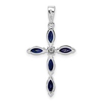 Sterling Silver Rhodium Sapphire Diamond Pendant view 4