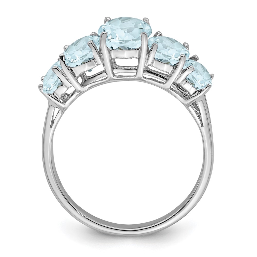 Sterling Silver Rhodium Aqua Ring (QDX870-8)