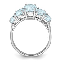 Sterling Silver Rhodium Aqua Ring view 2