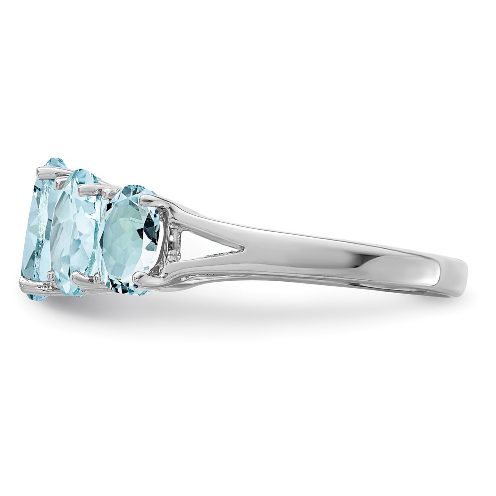 Sterling Silver Rhodium Aqua Ring (QDX870-8)