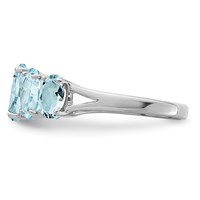 Sterling Silver Rhodium Aqua Ring view 4