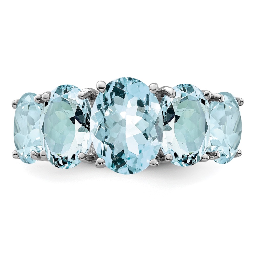 Sterling Silver Rhodium Aqua Ring (QDX870-8)