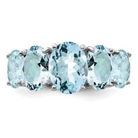 Sterling Silver Rhodium Aqua Ring view 5