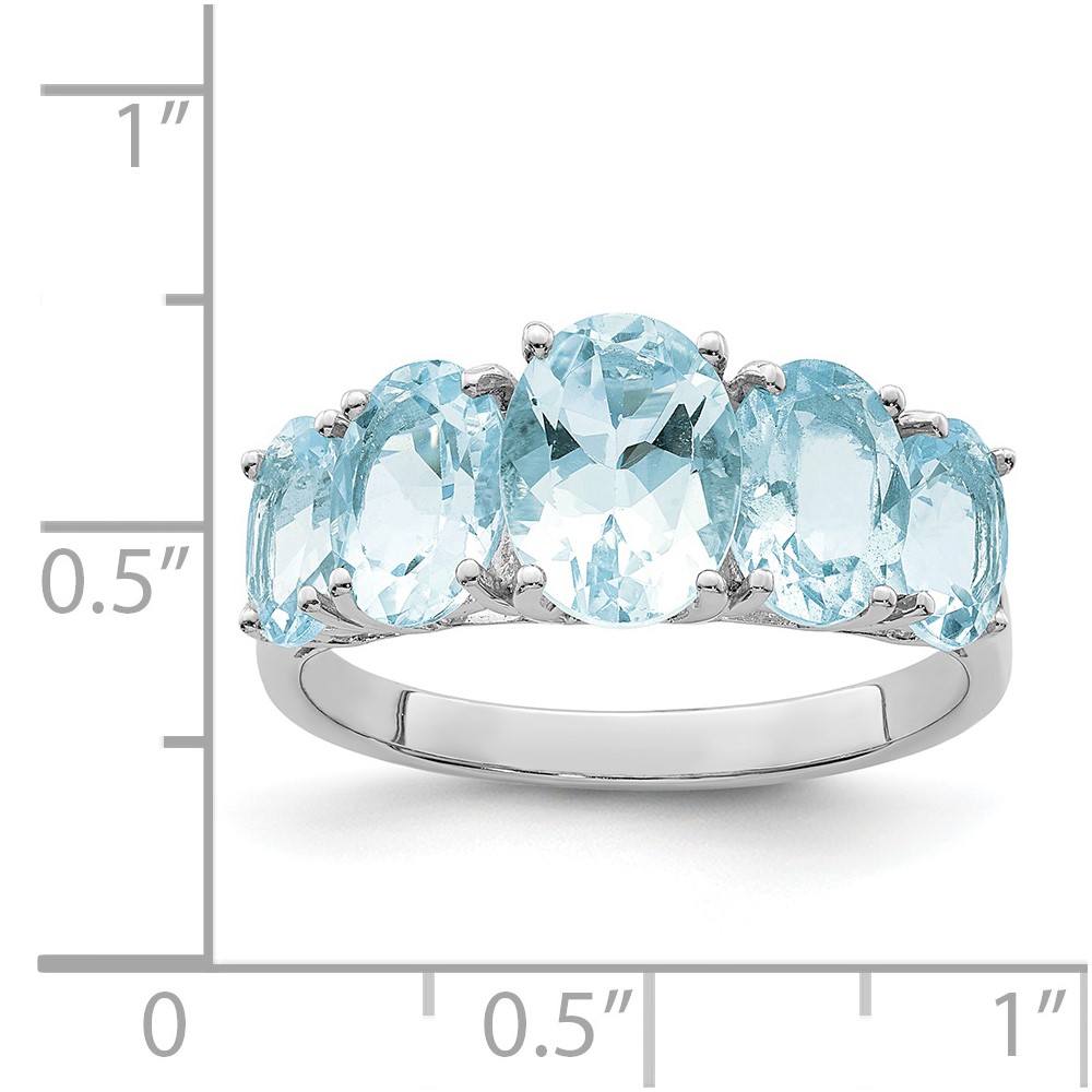 Sterling Silver Rhodium Aqua Ring (QDX870-8)