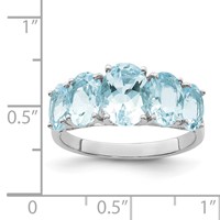 Sterling Silver Rhodium Aqua Ring view 3