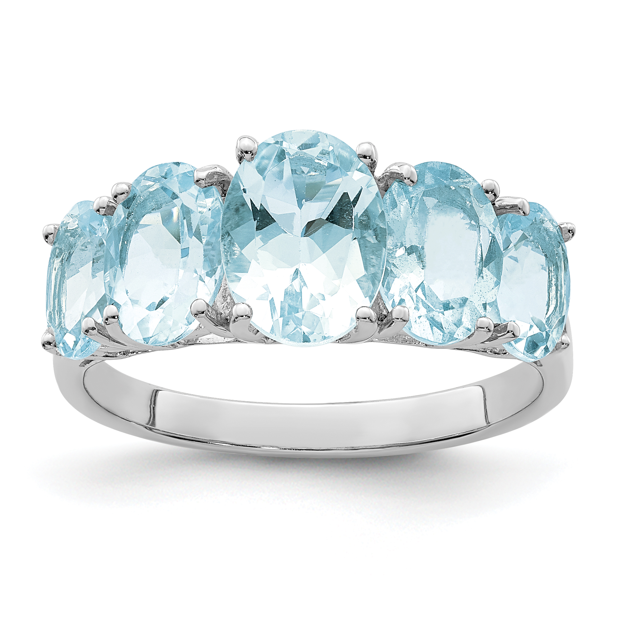 Sterling Silver Rhodium Aqua Ring (QDX870-7)