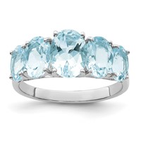 Sterling Silver Rhodium Aqua Ring view 1