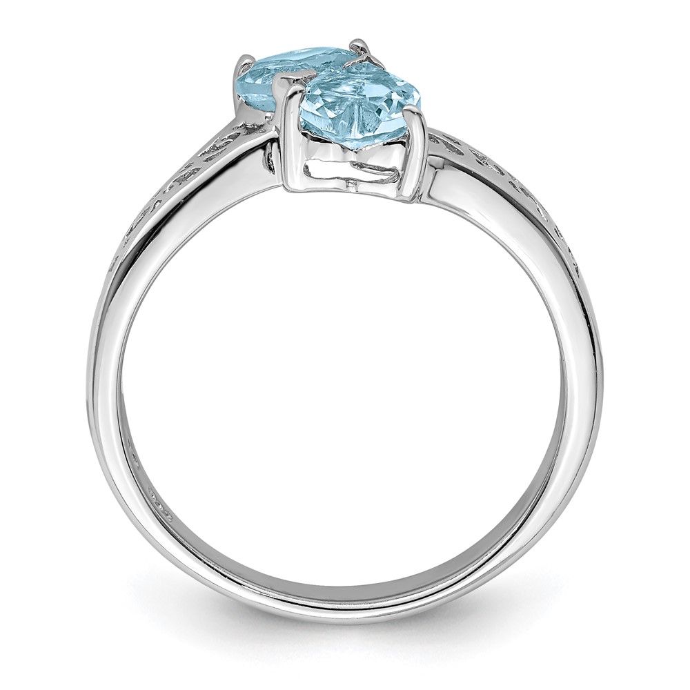 Sterling Silver Rhodium Aqua Heart Ring (QDX871-7)