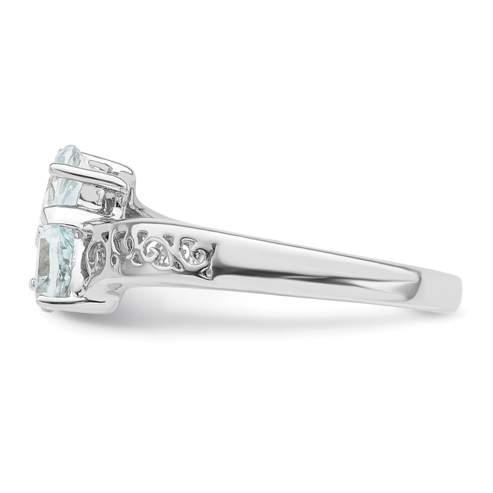 Sterling Silver Rhodium Aqua Heart Ring (QDX871-7)