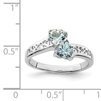 Sterling Silver Rhodium Aqua Heart Ring view 4