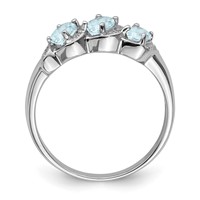 Sterling Silver Rhodium Aqua & Diamond Ring view 2