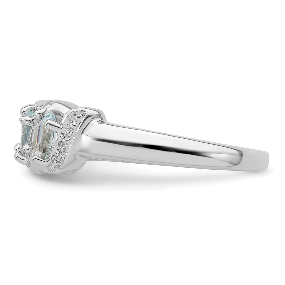 Sterling Silver Rhodium Aqua & Diamond Ring (QDX872-8)
