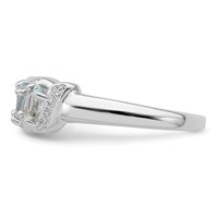 Sterling Silver Rhodium Aqua & Diamond Ring view 3