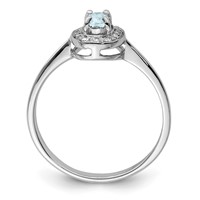 Sterling Silver Rhodium Aqua & Diamond Ring view 2