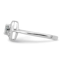 Sterling Silver Rhodium Aqua & Diamond Ring view 3