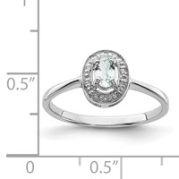 Sterling Silver Rhodium Aqua & Diamond Ring view 4