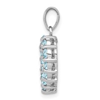 Sterling Silver Rhodium Aqua Heart Pendant view 2