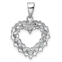 Sterling Silver Rhodium Aqua Heart Pendant view 4