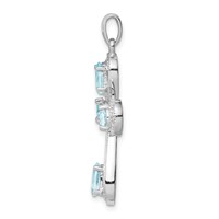 Sterling Silver Rhodium-plated Aquamarine & Diamond Cross Pendant view 2