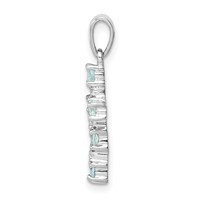 Sterling Silver Rhodium-plated Aquamarine & Diamond Accent Cross Pendant view 2