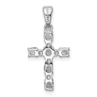 Sterling Silver Rhodium-plated Aquamarine & Diamond Accent Cross Pendant view 4